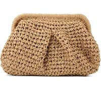 Women's Straw Handbag - Straw Clutch - Shoulder Bag - Woven Handbag for Summer and Beach, khaki, One Size