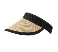 Women's Straw Sun Visor with Colour Contrast Details and Animal Print