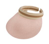Women's Straw Sun Visor with Ribbon Band - PINK / ONE