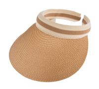 Women's Straw Sun Visor with Ribbon Band - SAND / ONE
