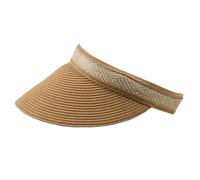 Women's Straw Sun Visor with Woven Detail Band - Natural / One
