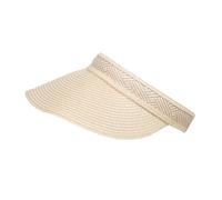 Women's Straw Sun Visor with Woven Detail Band - Wheat / One