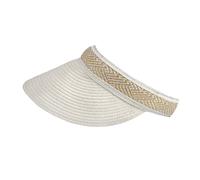 Women's Straw Sun Visor with Woven Detail Band - White / One