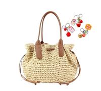 Women's Straw Tote Bag Summer Raffia Shoulder Bag Woven Beach Handbag