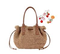 Women's Straw Tote Bag Summer Raffia Shoulder Bag Woven Beach Handbag