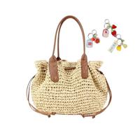 Women's Straw Tote Summer Raffia Shoulder Bag Beach Handbag Travel Purse | Woven Vacation