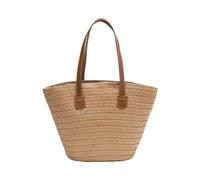 Women's Straw Woven Tote Bag - Handcrafted Beach Chic Handbag for Summer Vacation, Light Beige