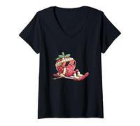 Womens Strawberry Skier Chill Alpine Vibes Cute Winter Skiing V-Neck T-Shirt