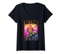 Women's Street Fighter Akuma Retro Poster Graphic Art Classic Gaming V-Neck T-Shirt