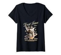 Womens Streetwear - Trust Issue - Bold Urban Aesthetic V-Neck T-Shirt