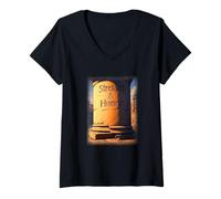 Womens Strength and Honor Roman Pillar V-Neck T-Shirt