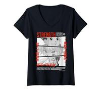 Womens Strength Comic Style Bold Characters V-Neck T-Shirt