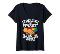 Womens Strength in Diversity Inclusion Matters Unity V-Neck T-Shirt