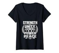 Women's Strength in Unity, Power in Peace Bold Activism V-Neck T-Shirt