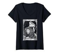 Womens Strength Tarot Card - Restored Original Art for Mystics V-Neck T-Shirt