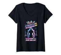 Womens Strength89 Wisdom98 Aura Max Out Wisdom Gaming Anime V-Neck T-Shirt