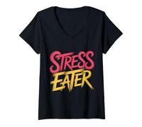 Women's Stress Eater Emotional Snacking Comfort - V-Neck T-Shirt