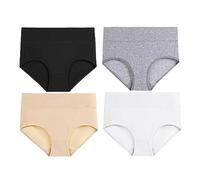 Womens Stretch Panties Seamless Soft Underpants Women's High Waisted Cotton Underwear Stretch Briefs Soft Full Coverage 4P Cotton Full Briefs for Women Uk (T, 4XL)