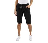 Women's Stretch Plain Magic Italian Shorts - Ladies Lagenlook Comfy Crushed Casual Summer Short Joggers Stretchy Capri Bottom Pants Plus Size 8-22 (UK, Numeric, 20, 22, Regular, Regular, Black)