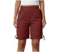 Women's Stretch Shorts Ladies Chino Elastic High Waist Casual Half Pants Capri Regular Fit Above The Knee Bermuda Cargo Shorts Summer Crop Trousers Loose Fit Wide Leg Trousers with Pockets