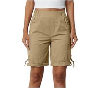 Women's Stretch Shorts Ladies Chino Elastic High Waist Casual Half Pants Capri Regular Fit Above The Knee Bermuda Cargo Shorts Summer Crop Trousers Loose Fit Wide Leg Trousers with Pockets