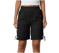 Women's Stretch Shorts Ladies Chino Elastic High Waist Casual Half Pants Capri Regular Fit Above The Knee Bermuda Cargo Shorts Summer Crop Trousers Loose Fit Wide Leg Trousers with Pockets
