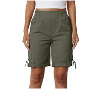 Women's Stretch Shorts Ladies Chino Elastic High Waist Casual Half Pants Capri Regular Fit Above The Knee Bermuda Cargo Shorts Summer Crop Trousers Loose Fit Wide Leg Trousers with Pockets