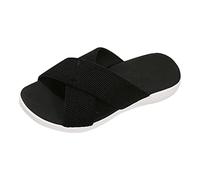 Women's Stretch Slide Sandal Criss Cross Elastic Upper Wedge Sandal Sport Sandal 6 Black