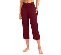 Womens Stretch Trousers,Cropped Trousers Women UK Yoga Pants Three Quarter Length Trouser Straight Pant Causal Stretch Work Capri Tracksuit Bottoms Gym Jogger Soft Tummy Control Workout Activewear