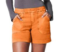 Womens Stretch Twill Shorts,Pull On Chino Denim Shorts with Pockets,Summer Casual Elastic Waist Stretchy Jean (Orange,XXL)