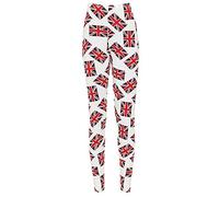 Womens Stretch Union Jack Flag UK Print Leggings Ladies Swing Flared Strappy Cami Vest Top