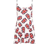 Womens Stretch Union Jack Flag UK Print Leggings Ladies Swing Flared Strappy Cami Vest Top