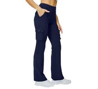 Women's Stretch Work Hiking Trousers Bootcut Yoga Pants for Women with Multi Pockets UK High Waist Flared Leggings Petite Tummy Control Athletic Trouser