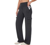 Women's Stretch Work Hiking Trousers Bootcut Yoga Pants for Women with Multi Pockets UK High Waist Flared Leggings Petite Tummy Control Athletic Trouser