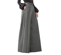 Womens Stretch Work Trousers Trendy High Waisted Flattering Summer Dress for Women Loose Dark Embroidered Multicolor with Pockets Classic (Grey,M)