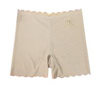 Womens Stretchy Leggings Tummy Control Yoga Pants Women's Ice Silk Shorts for Layering with Ruffled Edges Plus Size Workout Tights for Women 3X (Beige, L)