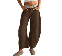 Womens Stretchy Mid Rise Barrel Jeans Vintage Loose Wide Leg Cropped Denim Pants Y2k Baggy Boyfriend Jeans Petite/Regular/Tall