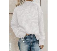 Women's Stretchy Turtleneck Sweater Size S to XXXL(White M)