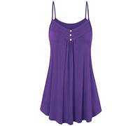 Womens Stretchy Vest Tank Tops Basic Camisole Top Women Summer Longline Longshirts Sleeveless V Neck Loose Casual Dressy Tee Shirts Spaghetti Strap Tops Cotton T Shirt Plus Size S-5XL (A3-Purple, XL)