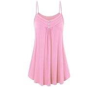 Womens Stretchy Vest Tank Tops Basic Camisole Top Women Summer Longline Longshirts Sleeveless V Neck Loose Casual Dressy Tee Shirts Spaghetti Strap Tops Cotton T Shirt Plus Size S-5XL (A3-Pink, M)