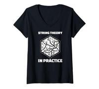 Womens String Theory in Practice Funny Physics V-Neck T-Shirt