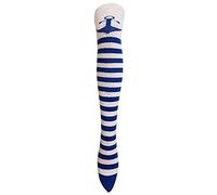 Womens Stripe Over The Knee High Socks Ladies Printed Fancy OTK Casual Socks Sailor Blue/White Stripe Print 1 Pack