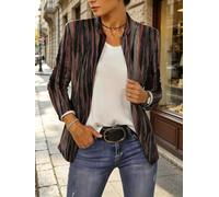 Women's Stripe Print Open Front Long Cardigan Long Sleeve Fall Outerwear | Relaxed loose fit/Street & vacation style