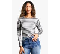 Womens Stripe Rib Slash Neck Top - Green - 12, Green