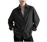 Women's Striped Blouse Long Sleeve Loose Fit Casual for top Women's | Vertical stripe print, lightweight polyester, moderate stretch for all-day comfort