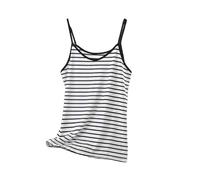 Women's Striped Double Spaghetti Strap Cami, Scoop Neck Loose Fit Camisole, Casual Horizontal Stripes Summer Tank Top for Layering & Daily Wear