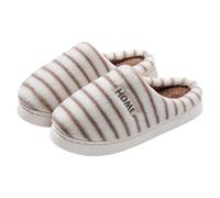 Womens Striped Fluffy Slippers, Womens Striped Thick Sole Slippers, Sweet Adorable House Shoes Thermal Non-Slip House Shoes Durable Soft-Soled Sliders Fashion Comfortable Sliders For Winter