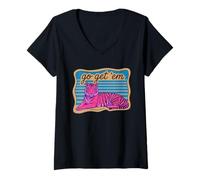 Women's Striped Go Get Em' Tiger V-Neck T-Shirt