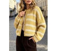 Women's Striped Knit Cardigan Loose Fit Button Up Summer Beach Cover Up | Polyester Blend, Striped Print, Round Neck, Loose for Fit, Ideal For Beach, Yoga, Cycling, And Holidays