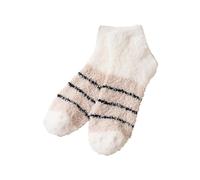 Women's Striped Letter Carpet Plus Velvet Socks Winter Thickened Sleeping Plush Socks Coral Velvet Socks Chocolate Socks, White, One Size